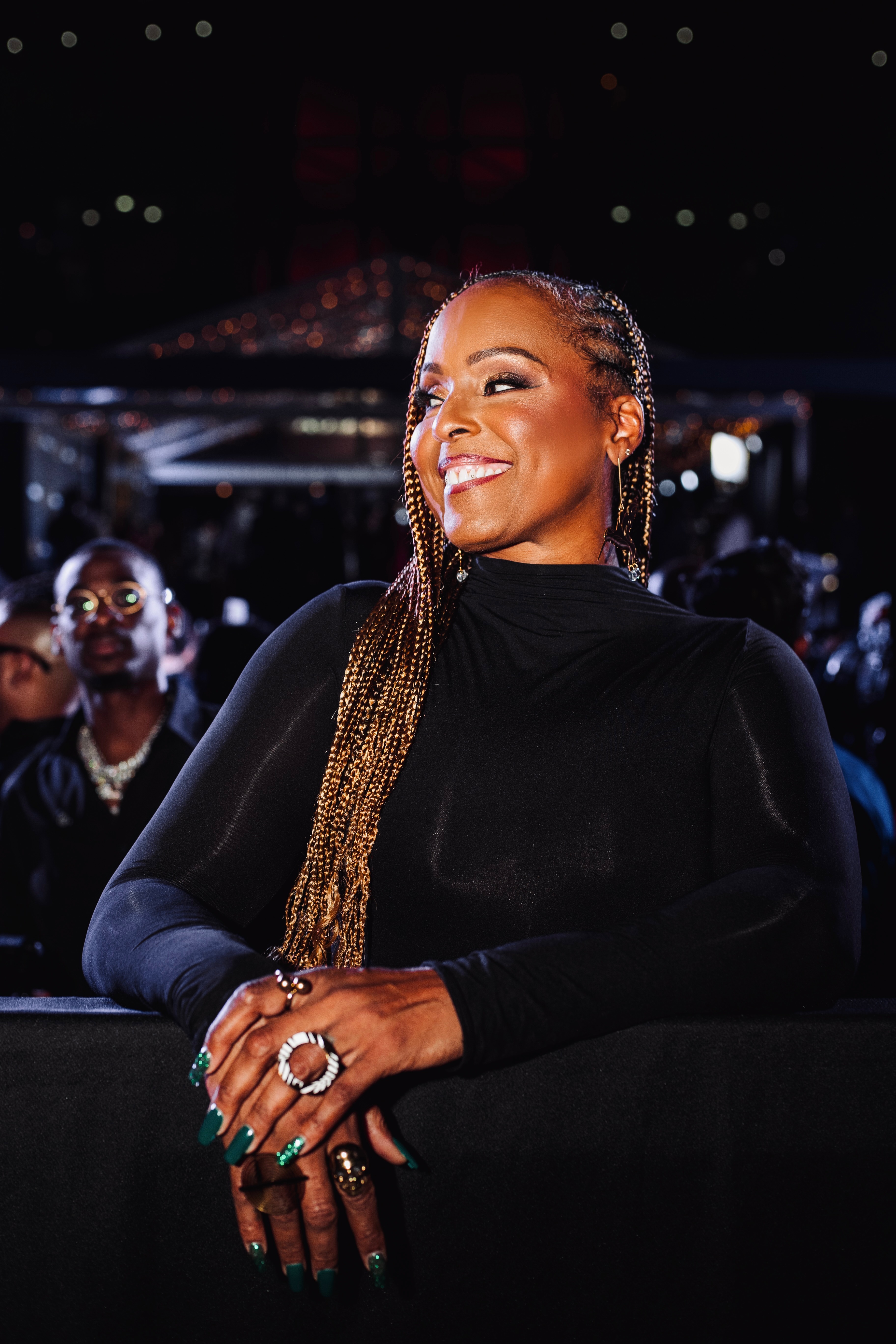 Angela Hunte smiling at the Caribbean Music Awards